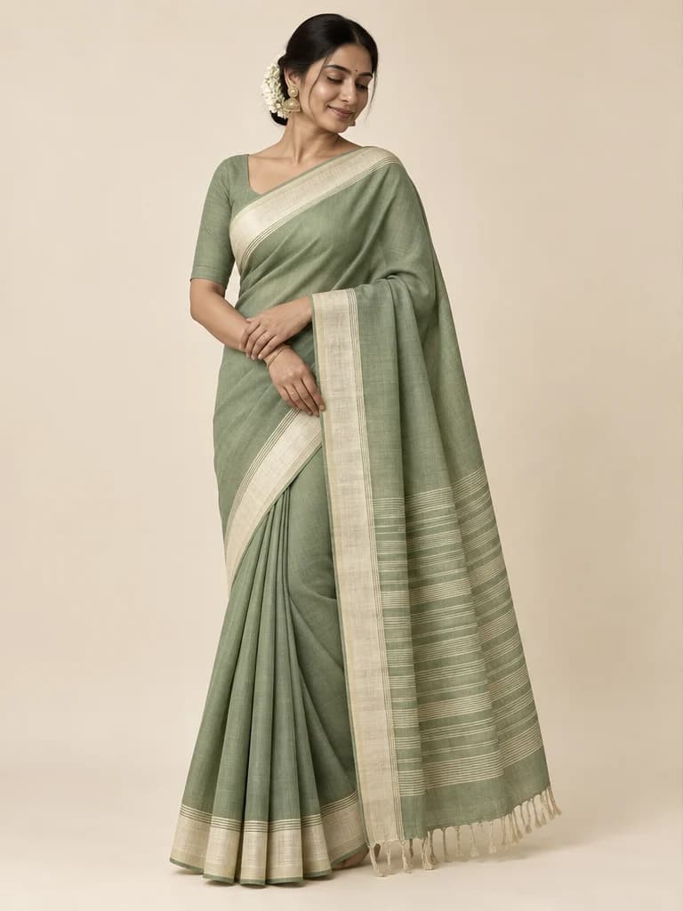 Amara, a sage Cotton saree