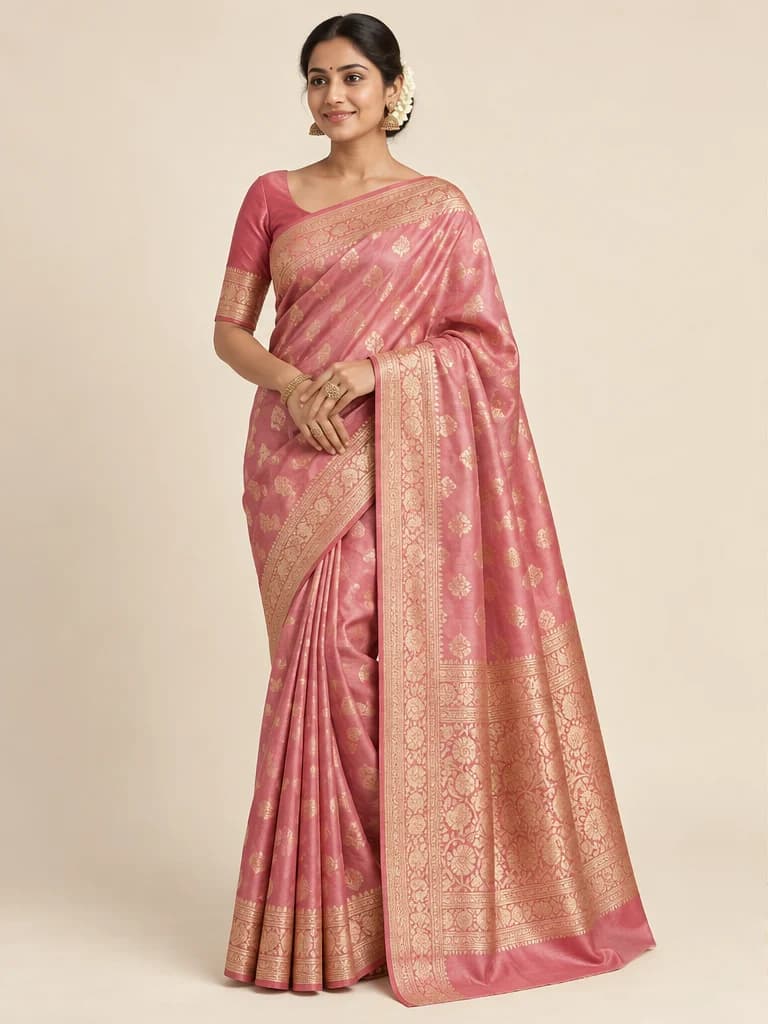 Gulabi, a rose Banarasi saree