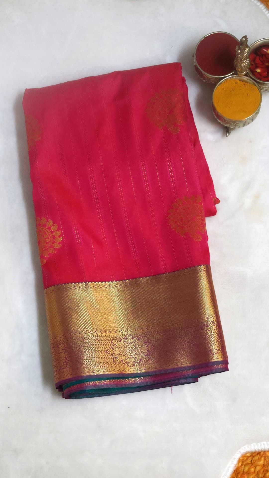 Pink Kanchipuram Silk, rani pink saree