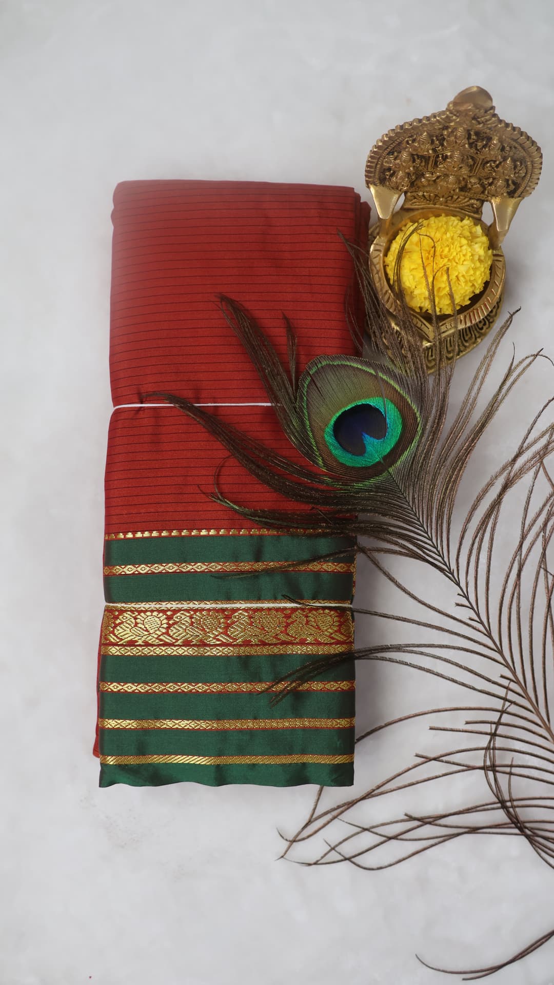 Crimson Arani, red and green saree