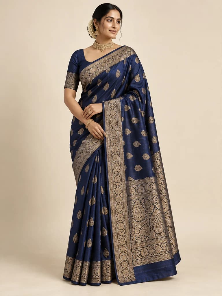 Nila, a indigo Banarasi saree