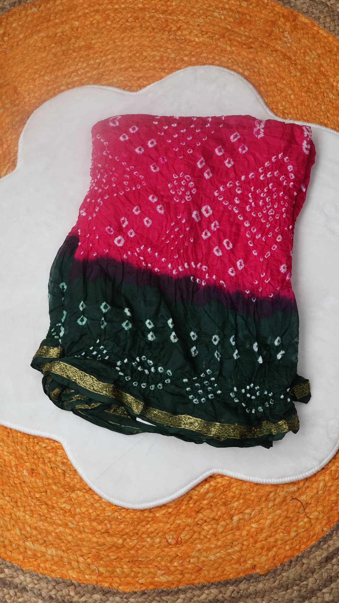 Bandhani Silk Saree, pink saree