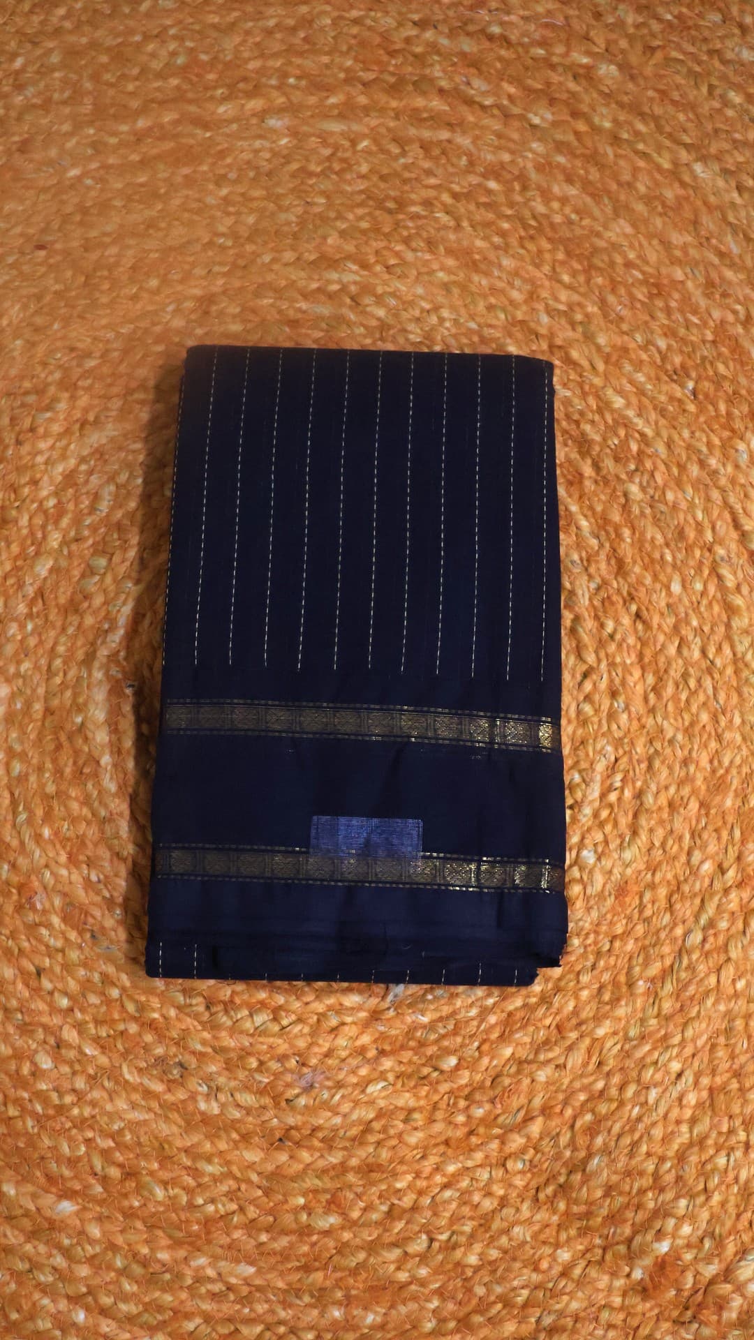Navy Chettinad Cotton, deep navy saree