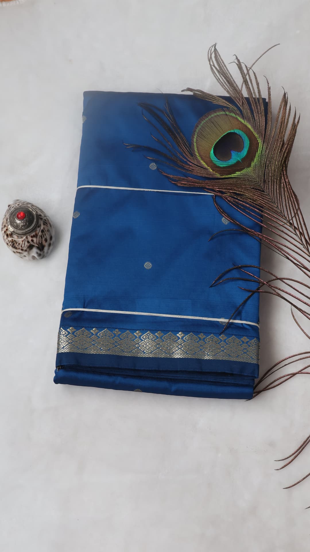 Minimalist Butta Silk, royal blue saree