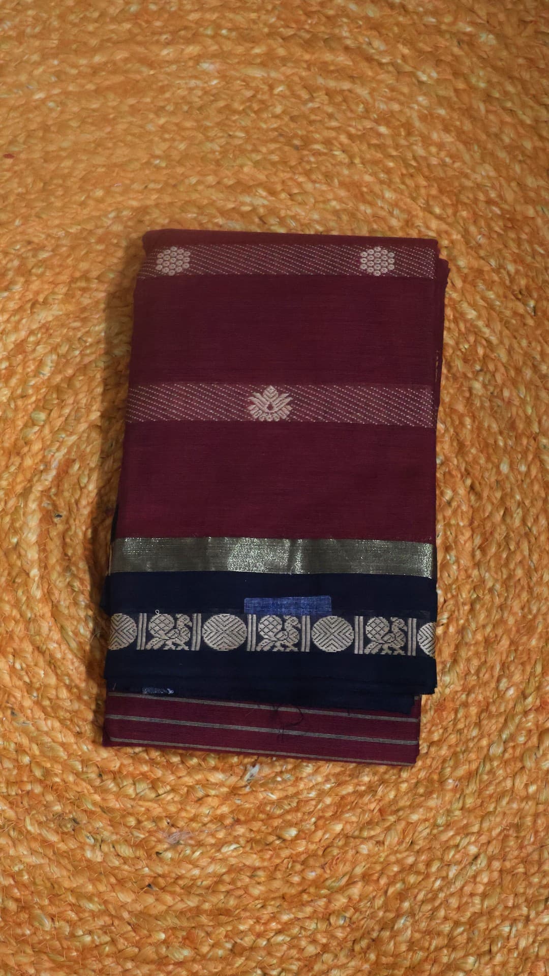 Maroon Chettinad Cotton, wine saree